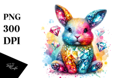 Colorful Diamond Bunny, PNG Product Image 1
