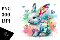 Diamond Bunny on Splashy Background PNG Product Image 1