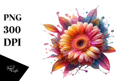 Vibrant Gerbera Flower Painting, High-Quality PNG Product Image 1