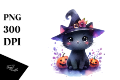 Cute Cat Halloween Scenery | Sublimation Clipart Product Image 1