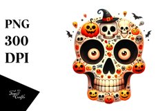 Funny Watercolor Wimsical Skull | Haloween Clipart Product Image 1