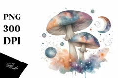 Mystical Celestial Mushroom Watercolor PNG Product Image 3