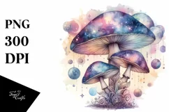 Mystical Celestial Mushroom Watercolor PNG Product Image 1