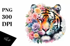 Pastel Watercolor Vibrant Tiger Clipart Product Image 1
