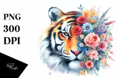 Pastel Watercolor Vibrant Tiger Clipart Product Image 3