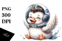 Cute Baby Swan in Astronaut Helmet PNG Product Image 1