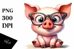 Funny Pig Watercolor Clipart Collection Product Image 1