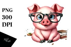 Funny Pig with es | Clipart Product Image 1