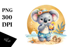 Cute Koala in Beachwear PNG Product Image 1