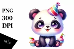 Colorful Baby Panda with Party Hat | Sublimation | Clipart Product Image 3