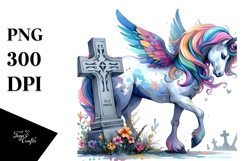 Unicorn Grave Watercolor Clipart Product Image 1
