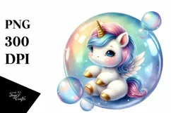 Baby Unicorn in Bubble | Sublimation | Clipart Product Image 3