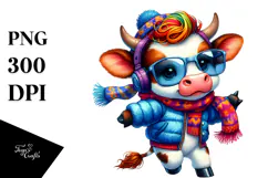 Watercolor Dancing Cow, Transparent PNG Product Image 1