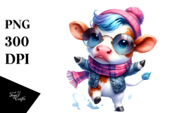 Watercolor Dancing Cow, Transparent PNG Product Image 1