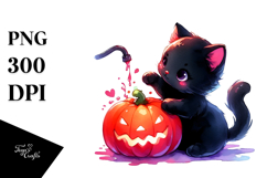 Cute Baby Black Cat Watercolor Product Image 1