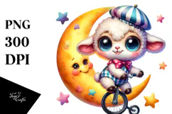 Baby Lamb with Chef's Apron and Smiling Moon PNG Product Image 1