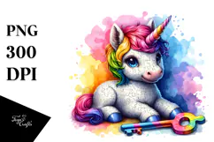 Baby Unicorn with Clue PNG Product Image 1