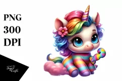 Baby Unicorn with Clue PNG Product Image 3