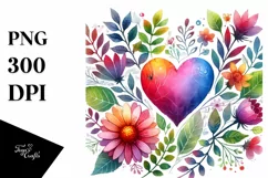 Colorful Flower Body Heart PNG Product Image 1
