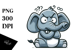 Cartoony Elephant with Exaggerated Expression PNG Product Image 1
