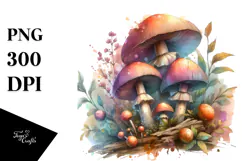 Pastel Mushroom Watercolor Splash PNG Product Image 1