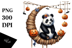 Halloween Panda Sitting on Moon PNG Product Image 1