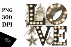 Retro Love Christmas Lights Png Product Image 1