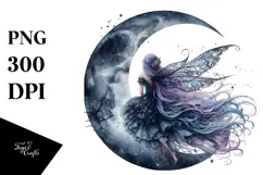 Gothic Fairy on the Moon, PNG Product Image 1