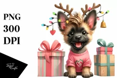 Enthusiastic Malinois in Winter, Transparent PNG Product Image 1