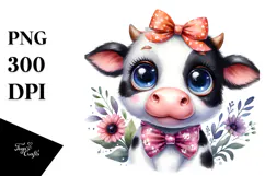 Funny Cow with Bow and Tie, PNG Product Image 1