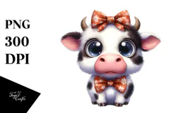 Expressive Cow with Bow Tie PNG Product Image 1