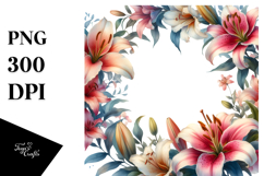Vibrant Floral Frame | Small Lily | Clipart Product Image 1