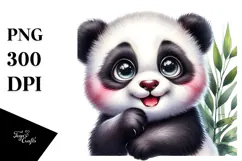 aCute Energetic Panda with Big Eyes, PNG Product Image 1