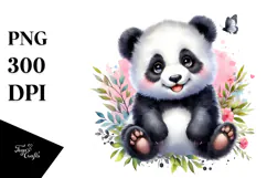 aCute Energetic Panda with Big Eyes, PNG Product Image 1