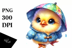 Vibrant Cute Baby Chicken in Raincoat | Sublimation Clipart Product Image 3