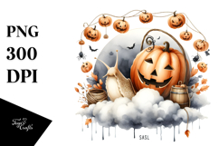 Snail Dressed for Halloween on Cloud PNG Product Image 1