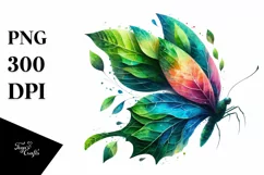 Abstract Vibrant Plant Leaves Butterfly PNG Product Image 3