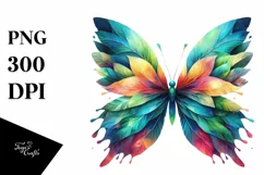 Abstract Vibrant Plant Leaves Butterfly PNG Product Image 3
