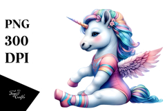 Artistic Baby Unicorn with Gymnast Leotard PNG Product Image 1