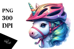 Baby Unicorn in Cyclist's Helmet PNG Product Image 1