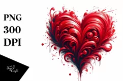 Red Paintbrush Style Heart Digital Painting PNG Product Image 1