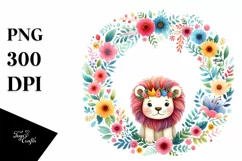 Colorful Cute Lion Floral Sublimation Clipart Product Image 3
