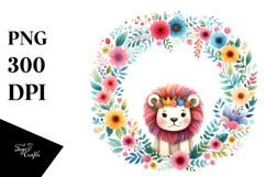 Colorful Lion Floral Frame Product Image 1