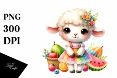 Colorful Watercolor Cute Lamb Clipart Product Image 3