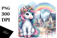 Colorful Whimsical Unicorn PNG Product Image 1