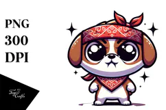 Serious Puppy with Bandana PNG Product Image 1