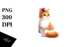 Watercolor Cat with Christmas Decorations Product Image 1