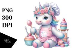 Colorful Baby Unicorn Bakery PNG Product Image 1