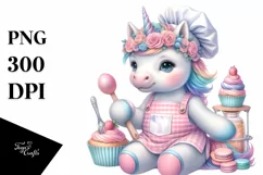 Colorful Baby Unicorn Bakery PNG Product Image 3