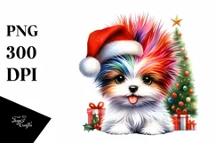 Vibrant Puppy with Santa Hat, Transparent PNG Product Image 1